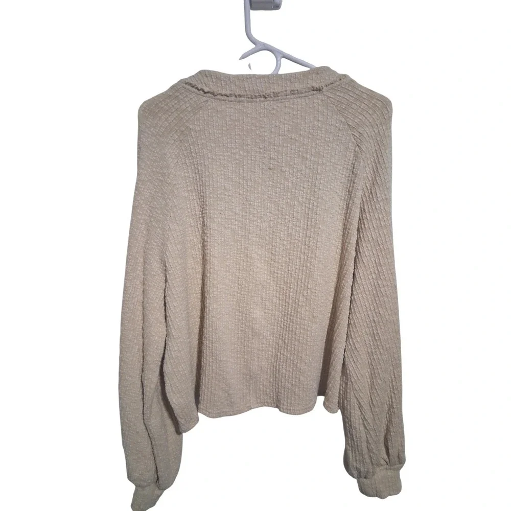 Free People Beach Ribbed Textured‎ Womens Medium Oversized Slouchy Crop Cardigan
